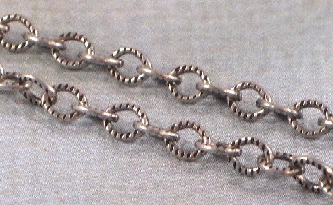 4mm Etched Cable Chain from Trinity Brass - Soldered - Antique Silver - 2 Feet