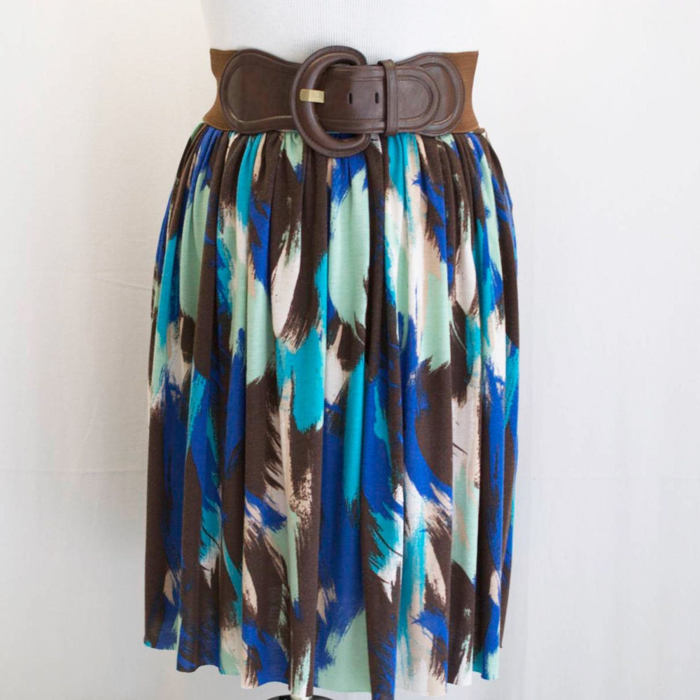 SALE small blue print jersey skirt