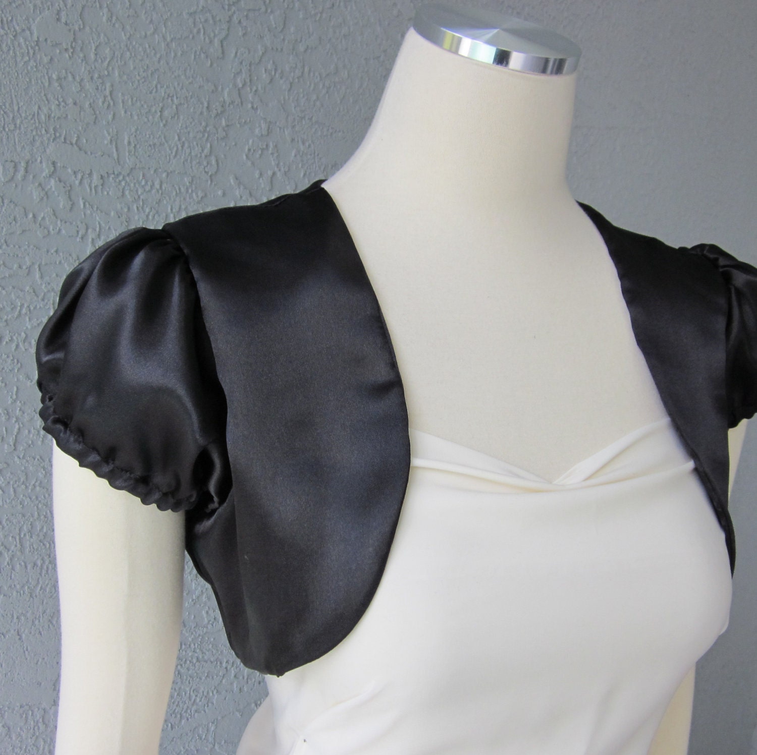 Black Satin Bolero Shrug All Sizes Available by Chuletindesigns
