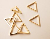 15 pieces of newly made cut raw brass thick tube outline charm in tiny triangle 10mm with new plating in gold color