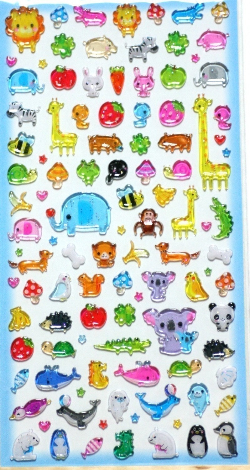 Kawaii Animal Character Japanese Stickers (koala, bear, pig, monkey, rabbit, lion, dog, panda, elephant, frog,cat and many more