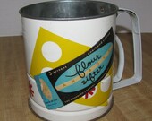 Large Vintage 50's Abstract Pattern Androck Flour Sifter with stickers