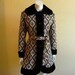 Vintage 60's Mod Tapestry Faux Fur Trim Coat