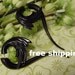 Fake gauge Organic Black Horn Split Gauge Sprial Earrings Fancy Tribal Anela's