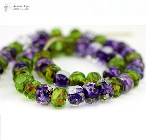 Glass lampwork beads Vineyard petites bulk Organic Strand handmade for artisan jewelry designs (50)