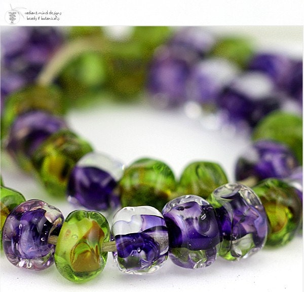 Glass lampwork beads Vineyard petites bulk Organic Strand handmade for artisan jewelry designs (50)