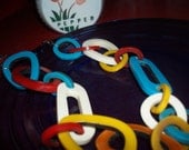 WOW amazing vintage deco era celluloid necklace colorful links rare