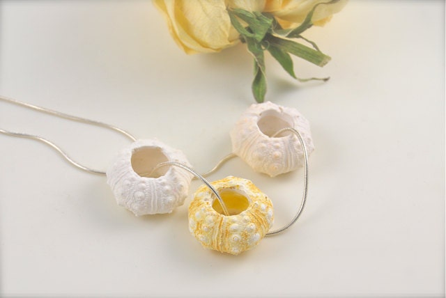 White and Yellow Urchin Pendant