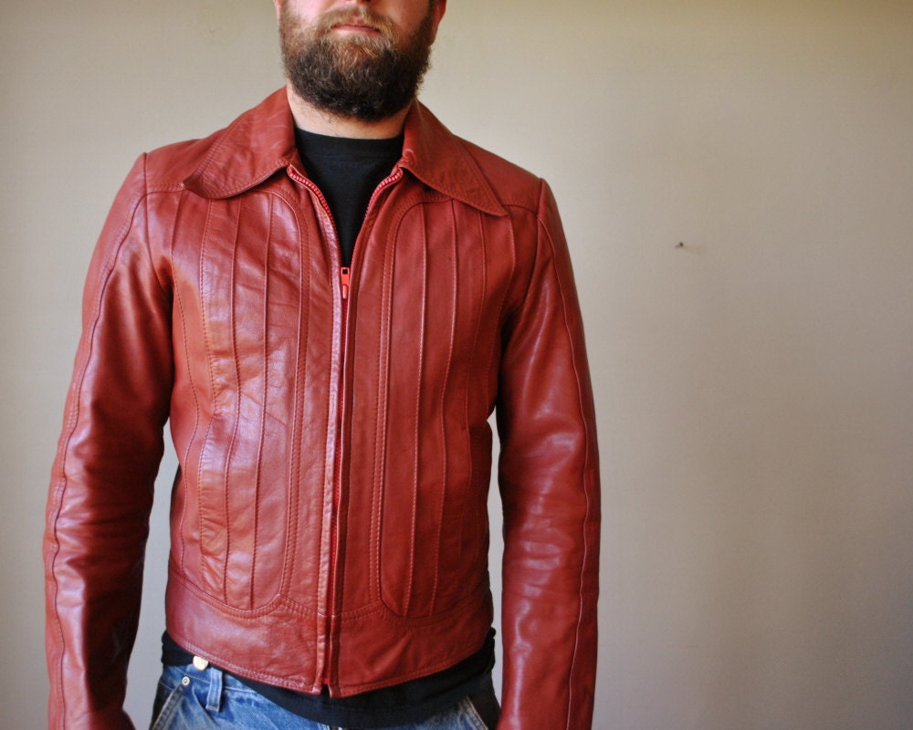 70s Rust leather jacket by salvagehouse on Etsy