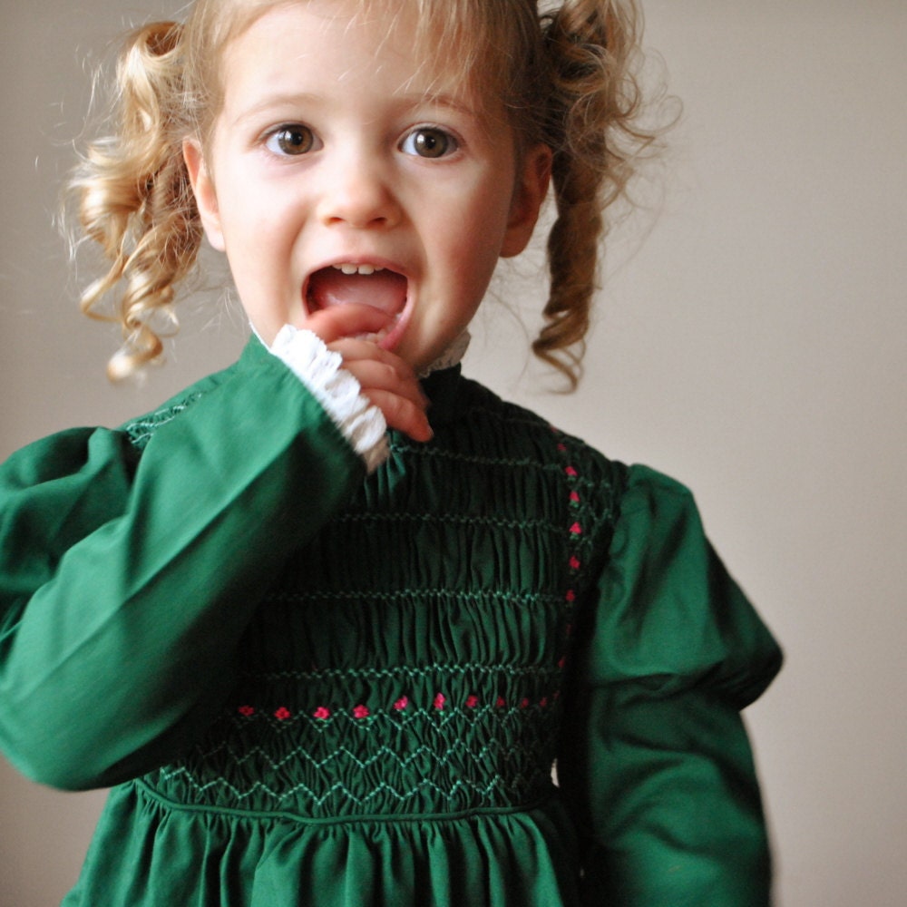 70s Christmas green dress, size 2t