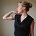 1970s Jet Black Pleat dress