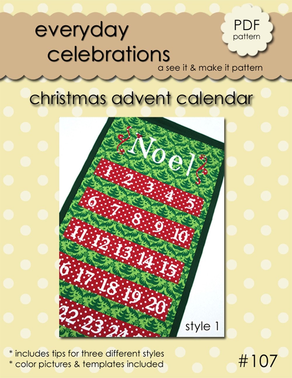 Merry Christmas Advent Calendar - PDF Pattern