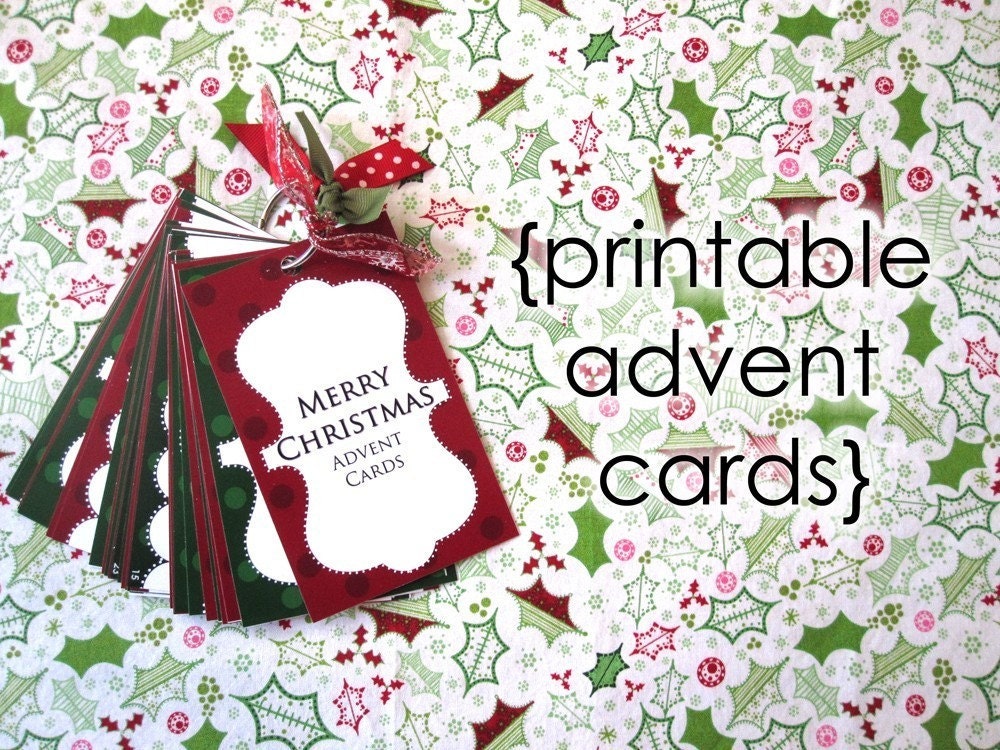 Merry Christmas Advent Cards - ZIP PDF and JPEG Files