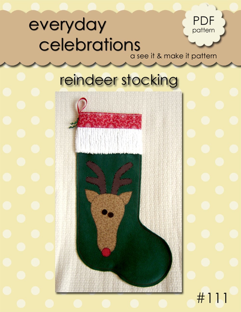 Felt Christmas Stocking - Reindeer - PDF PATTERN