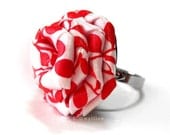 Retro Red Swirl Rose Ring
