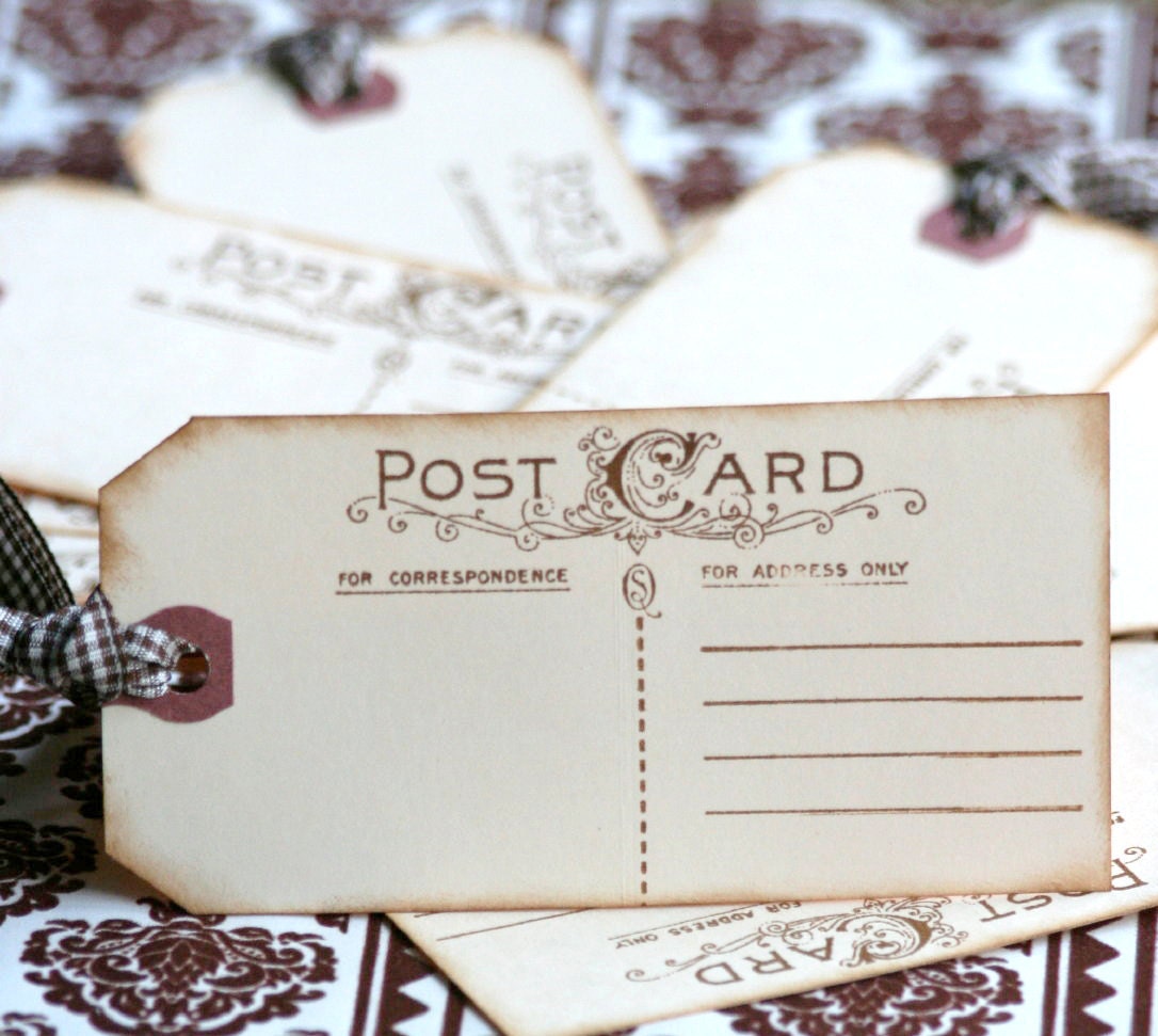 Vintage Inspired Postcard Tags - Place cards, Escort Cards, Save the Date