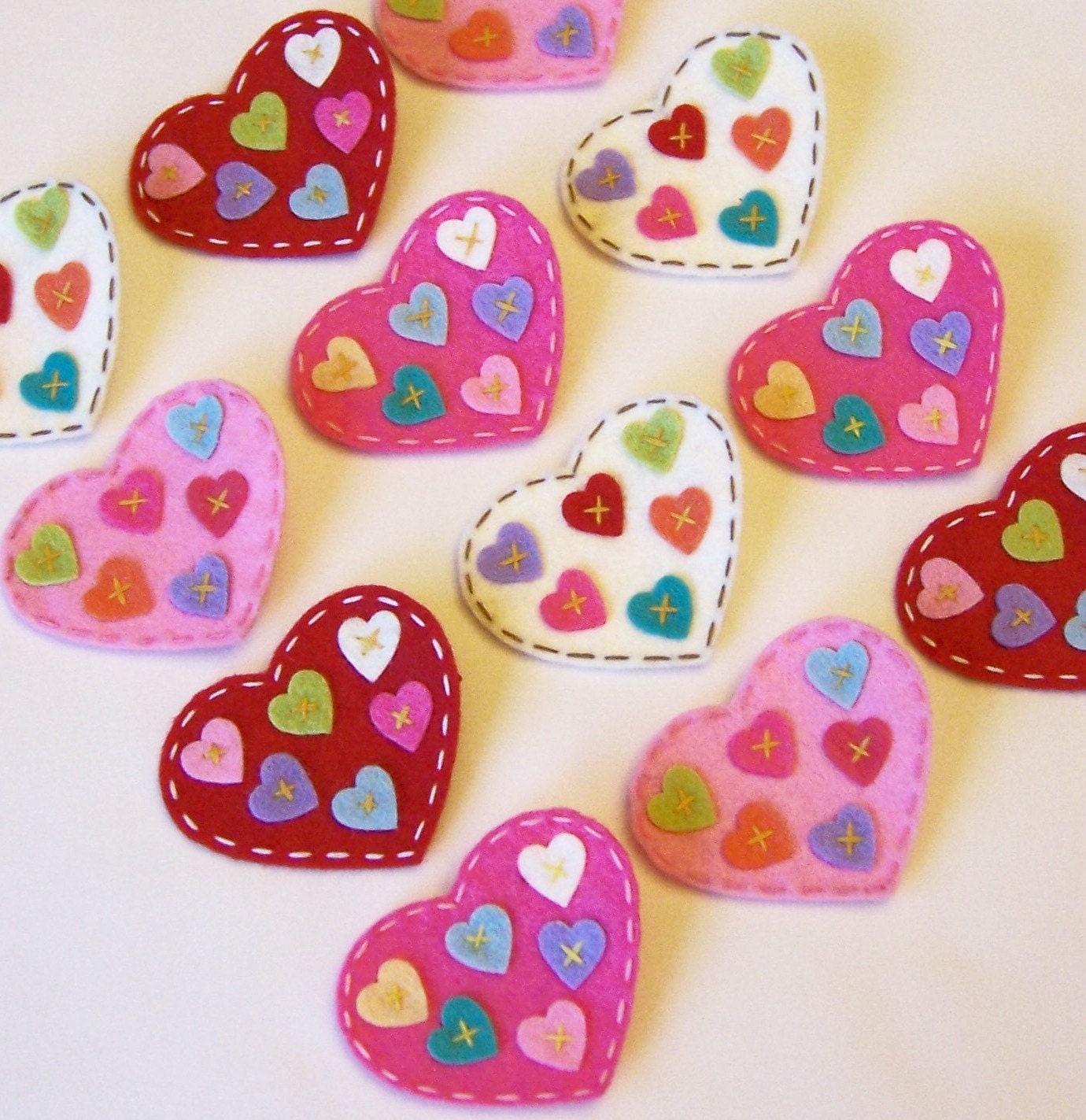 Valentines Day Hearts Felt Hair Clippie - You Pick 1 Felt Hair Clip - Red, White, Hot Pink and Light Pink Clips