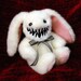 Mini Easter Bunny Rabbit Monster- Pinstripes, teeth and extra long ears