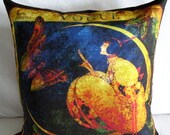 Designer  Pillow Cover - "Moon Song" - Roaring 20s Fiber Art - Designer - Hand Made - Fits 18x18 Insert  -  original design