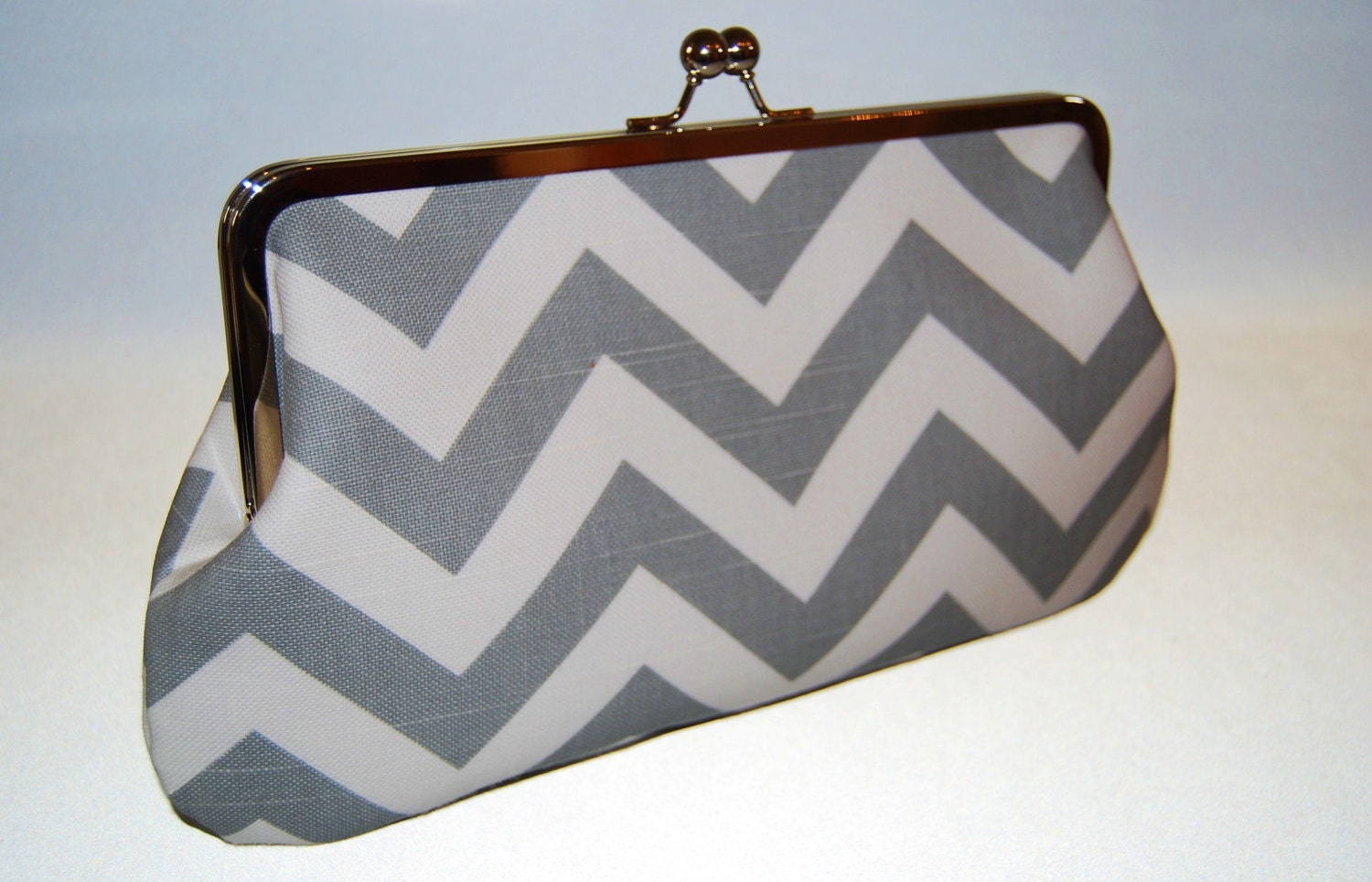 Beautiful Large Clutch... Chevron Zig Zag Gray