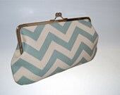 Beautiful Large Clutch... Chevron Zig Zag Light Blue