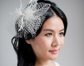 Sweet Veil & Feather Fascinator with Swarovski crystals