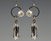 Ganymede II v3: Clear Swarovski crystal industrial earrings