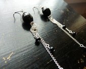 Black Faceted Dangle Earrings