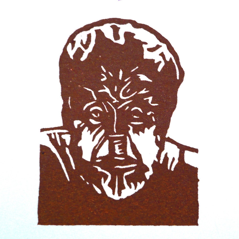 Wolfman Rubber Stamp Hand Carved