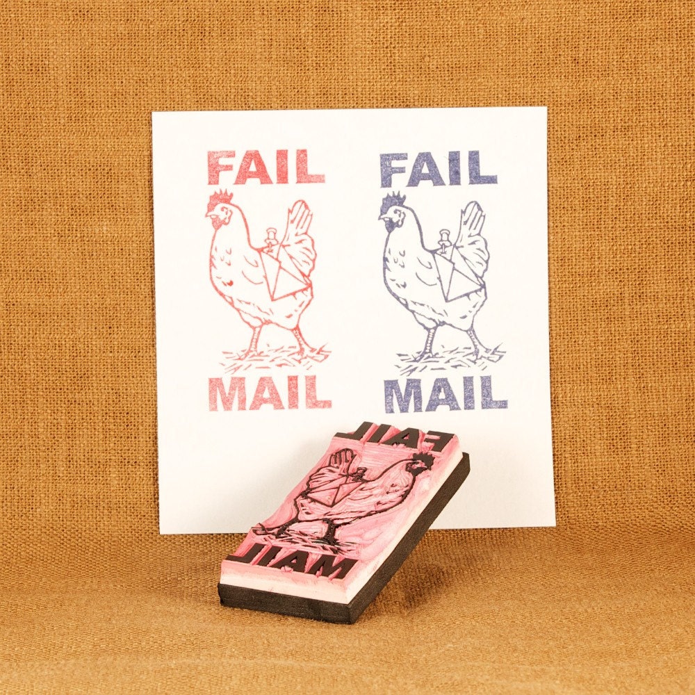 Fail Mail Rubber Stamp - Hand Carved Rubber Stamp