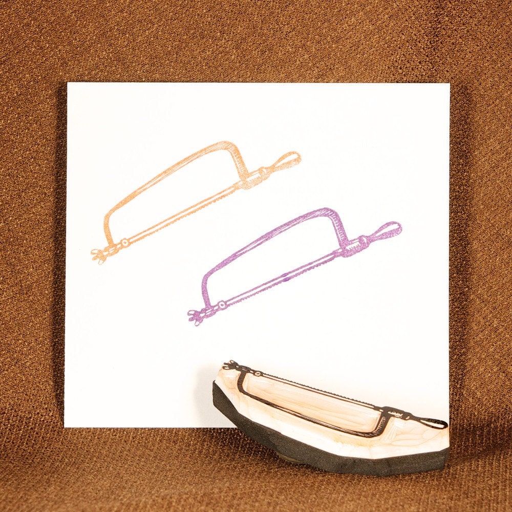 Hacksaw Rubber Stamp - Hand Carved Rubber Stamp