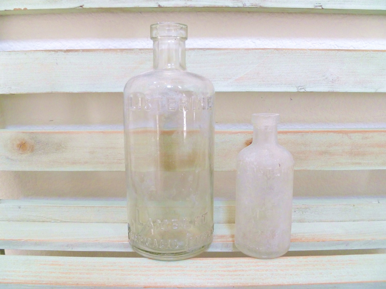 Set of 2 Vintage Listerine Bottles