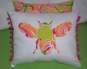 New MADE TO ORDER Honey Bee Pillow made with Lilly Pulitzer La Te Dah fabric