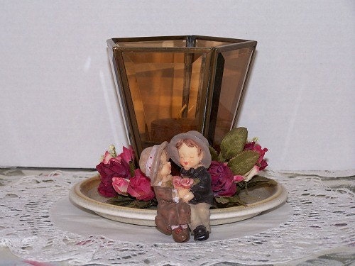 Brown Glass Chandelier Candle Holder Upcycled LIghting