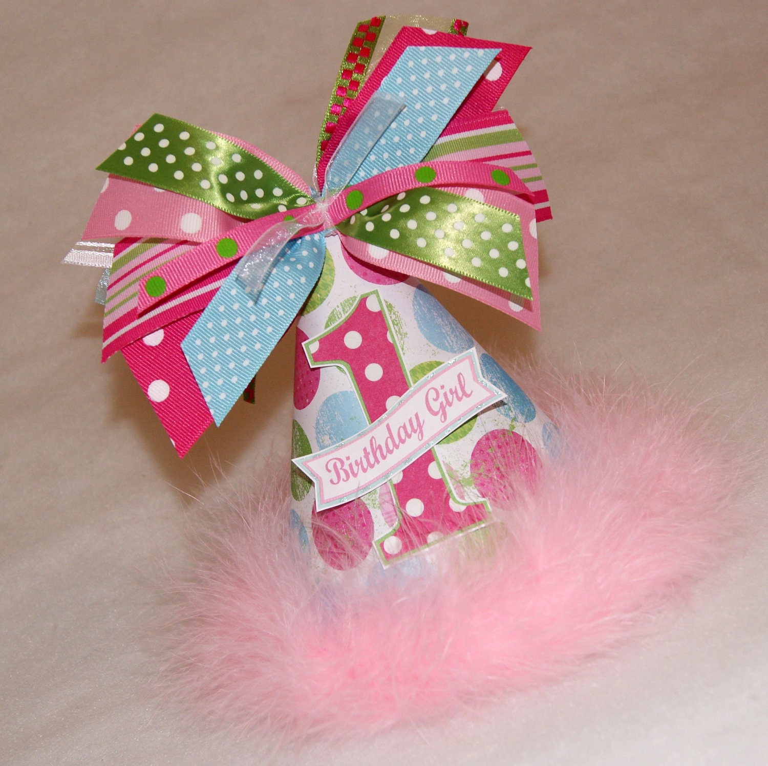 Pink, Aqua, and Lime Polka Dot Party Hat