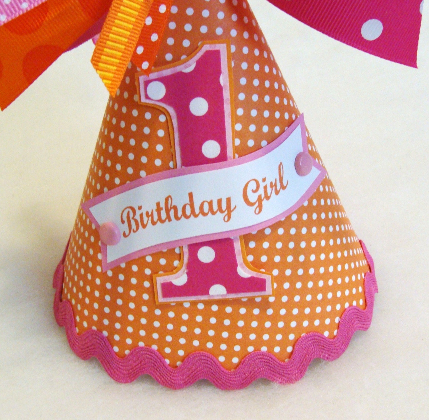 Bright Pink and Orange Party Hat