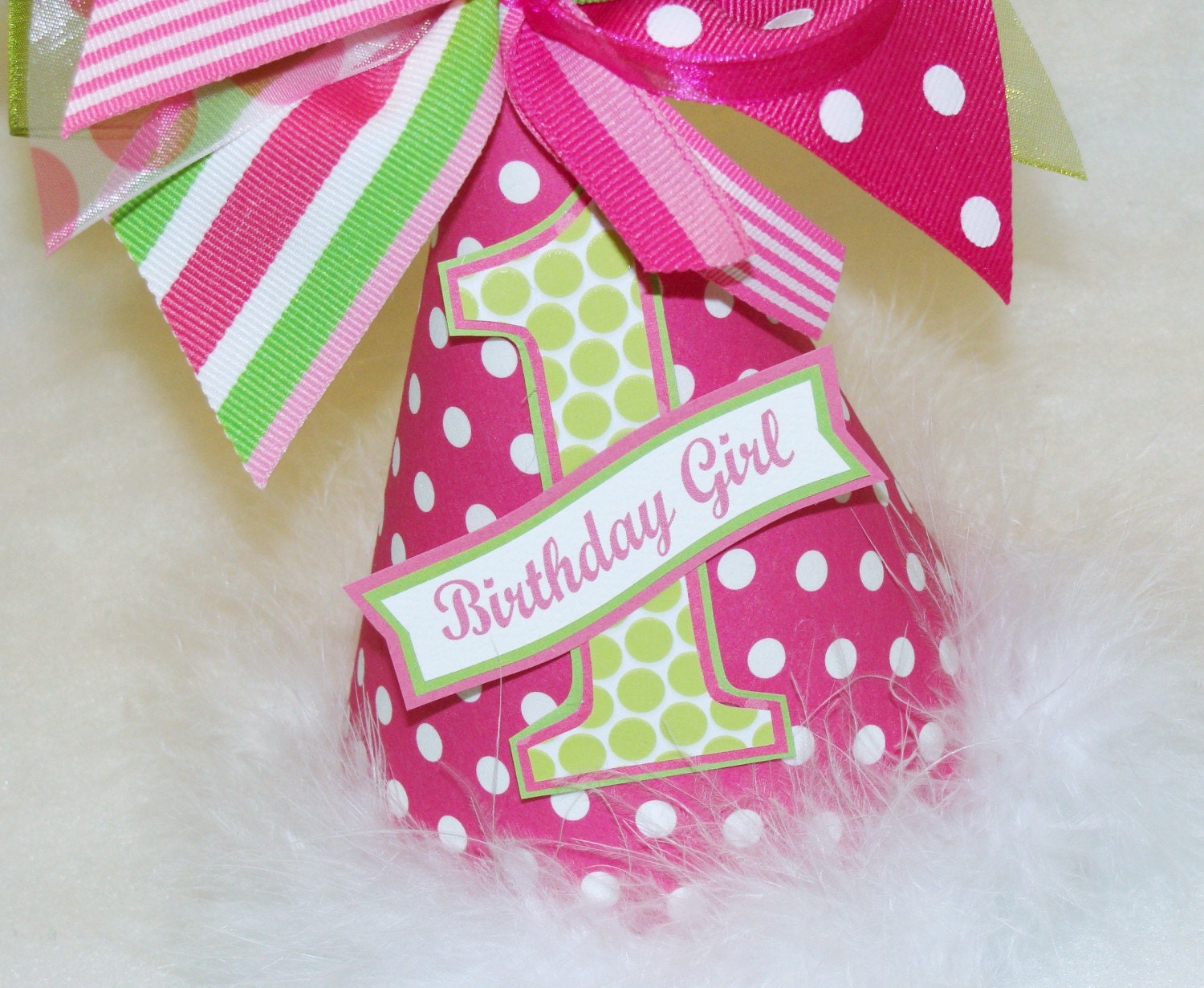 Hot Pink and Lime Green Party Hat
