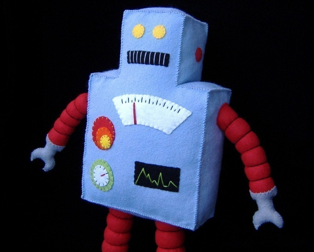 Retro Robot Plushie DIY Felt Doll PDF Pattern