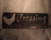 Chicken Crossing  - Metal art