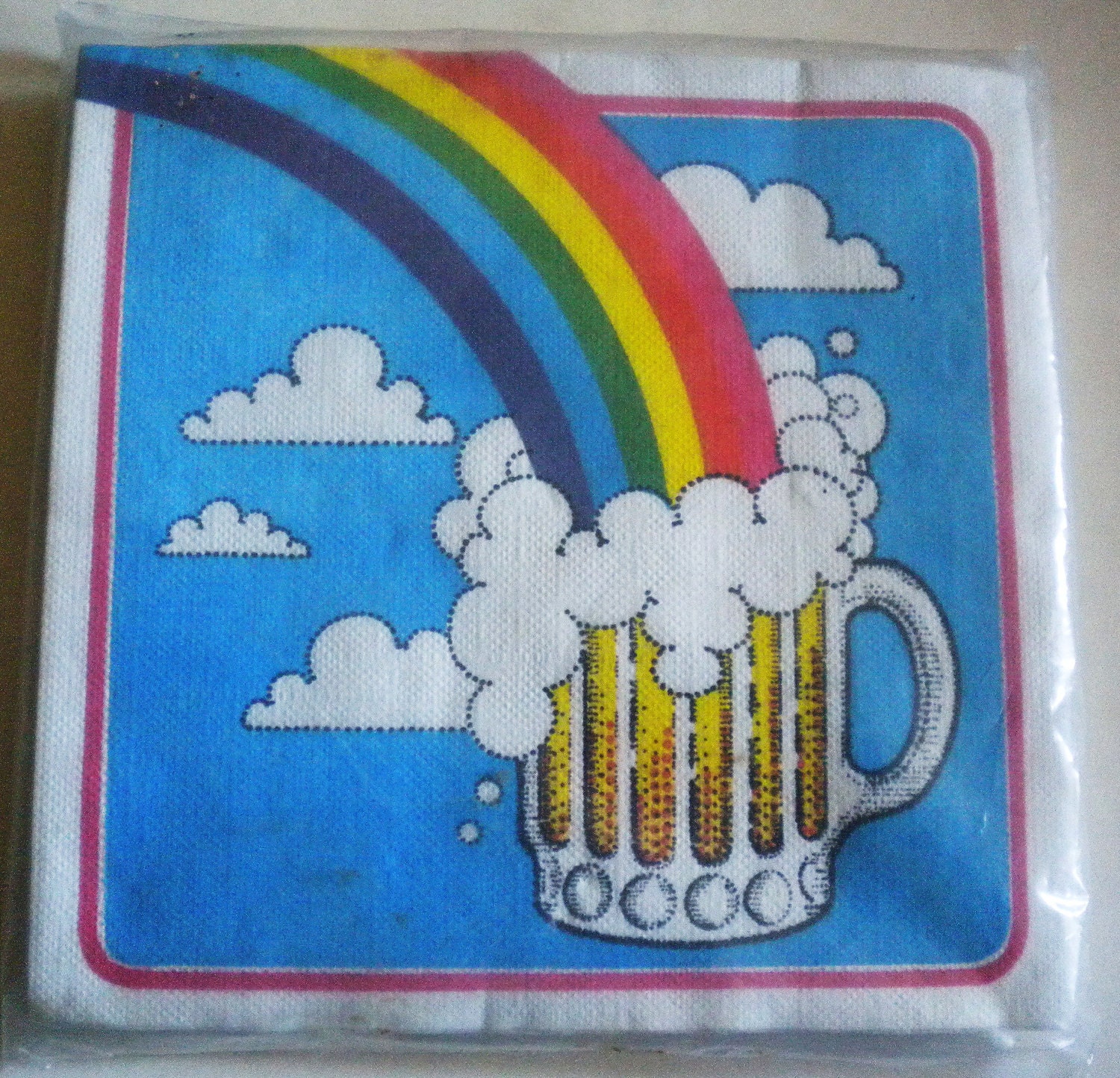 Vtge Pack of Cost Plus Rainbow/Beer Paper Napkins - NIP