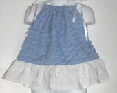 Baby Girl Upcycled Clothing. Pillowcase Dress / Top. Snow Bird. Vintage Chenille. Size 12 month to 3T. Length 16 inches