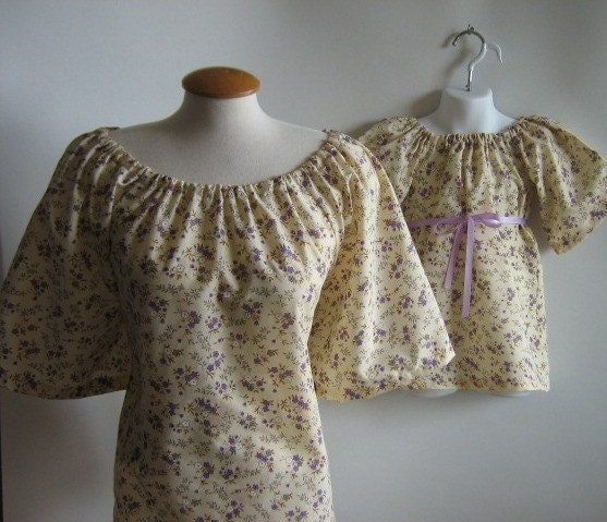 Mother Daughter. Mother Daughter Matching. Mommy and Me Matching. Peasant Dress Top/Tunic. Custom Sizing.