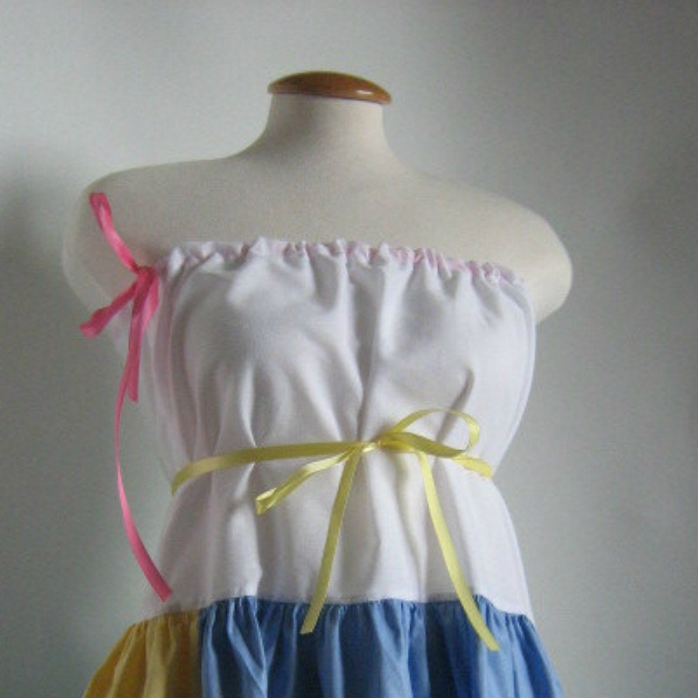 Upcycled Clothing Women. Eco Fashion. Tunic Tube Top. Free Size. Pop Color.