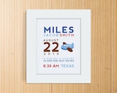 Custom Birth Announcement Print - AIRPLANE Wall Art