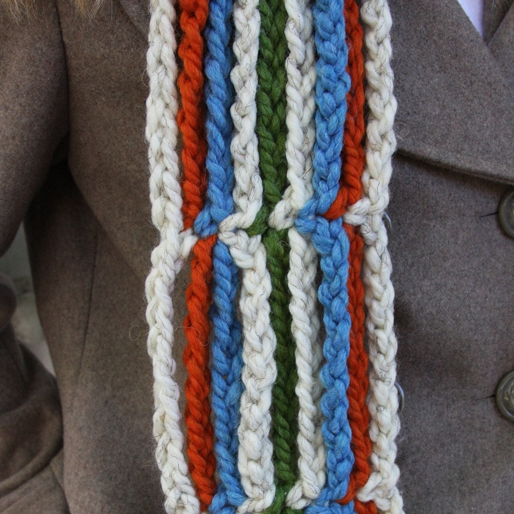 SALE Hanging out on the Line Hawaii Five O Crocheted Chunky Stripes Scarf