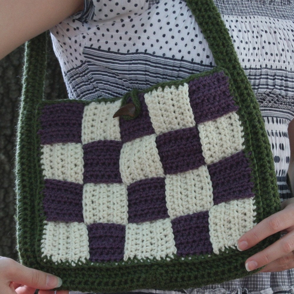 Aubergine Basketweave Patchwork Bag