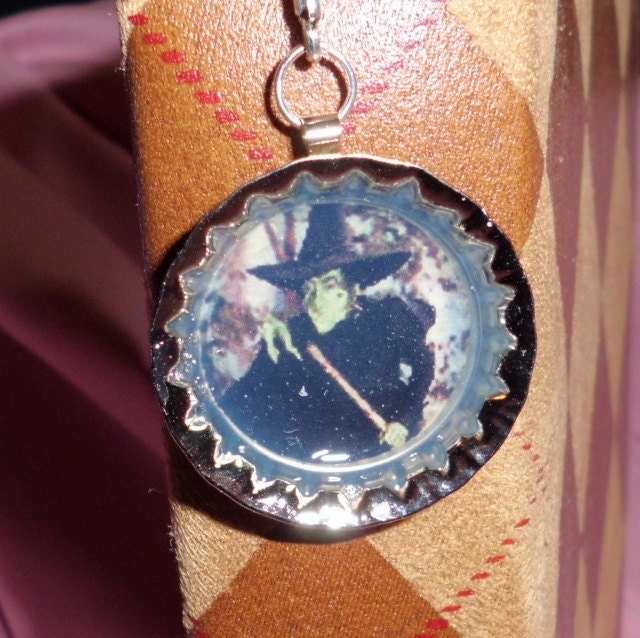 Wicked Witch from Wizard of Oz BottleCap Book Jewelry Bookmark Handmade in USA