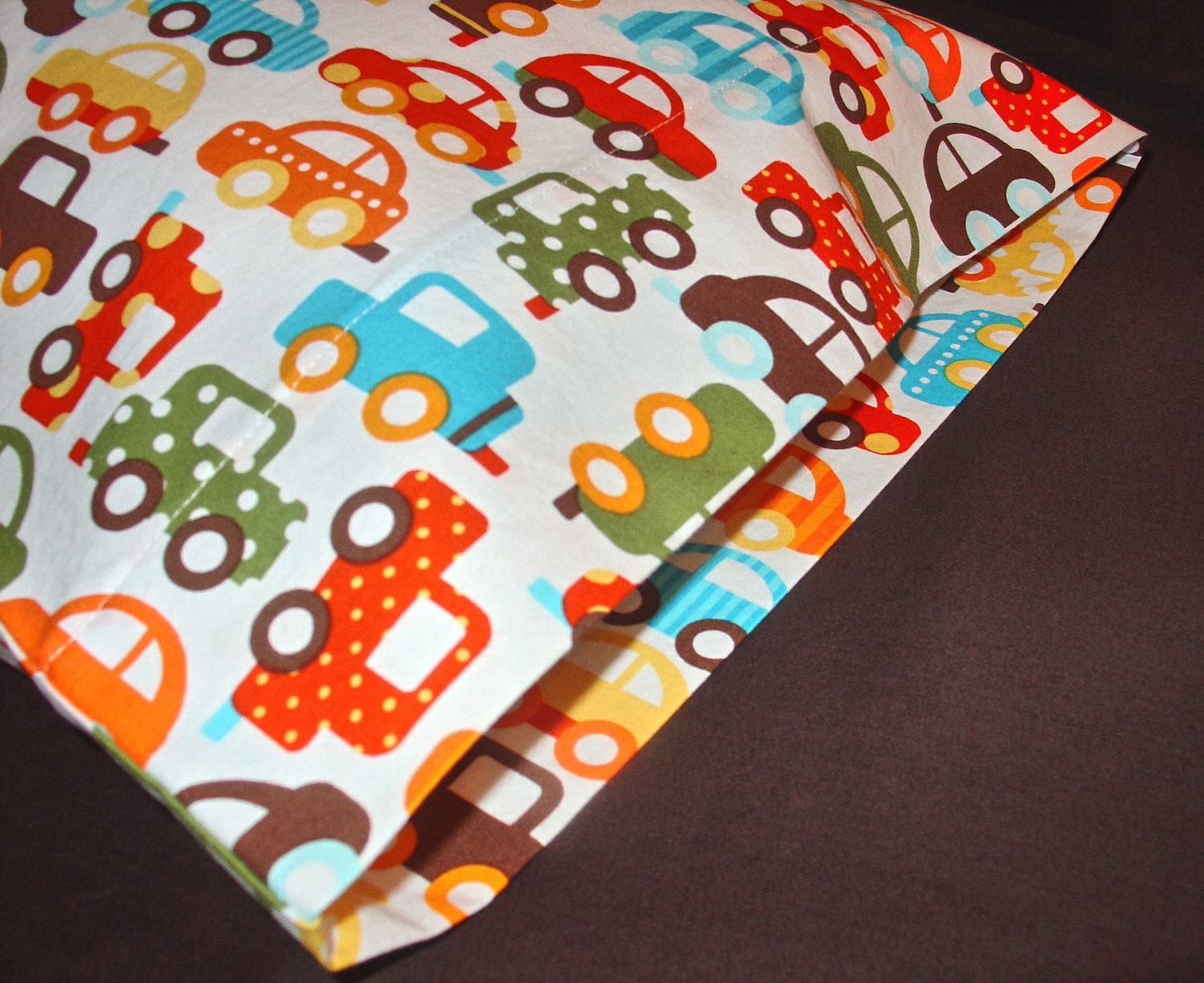 ORGANIC Cotton Pillowcase, Toddler/Travel-Sized, Ready, Set, Go Cars
