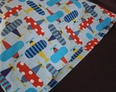 ORGANIC Cotton Pillowcase, Toddler/Travel-Sized, Ready, Set Go Airplanes, Blue