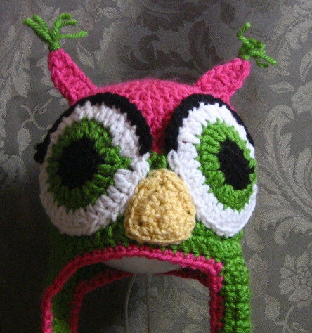Crocheted Owl Hat  6-12 Months